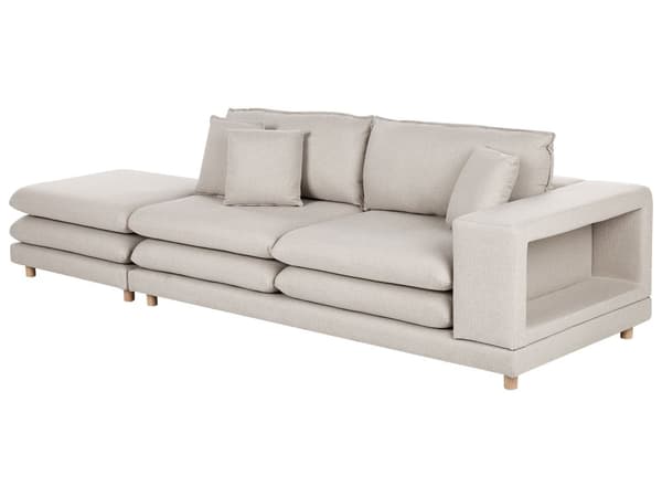 Sofa Beige Stoff Polstret 2-seter med Ottoman Polstret Rygg og Flyttbare Puter Fleksibel Ordning Moderne Stue Sofa
