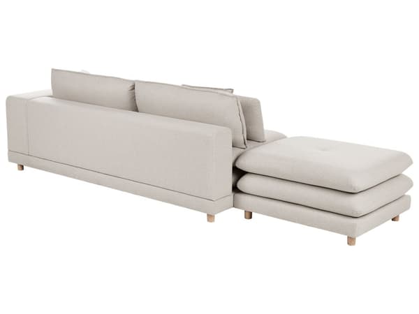 Sofa Beige Stoff Polstret 2-seter med Ottoman Polstret Rygg og Flyttbare Puter Fleksibel Ordning Moderne Stue Sofa