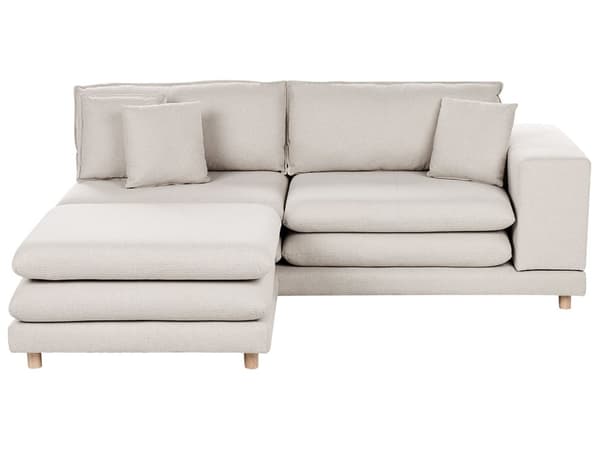 Sofa Beige Stoff Polstret 2-seter med Ottoman Polstret Rygg og Flyttbare Puter Fleksibel Ordning Moderne Stue Sofa