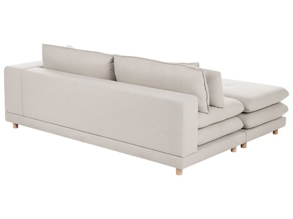 Sofa Beige Stoff Polstret 2-seter med Ottoman Polstret Rygg og Flyttbare Puter Fleksibel Ordning Moderne Stue Sofa