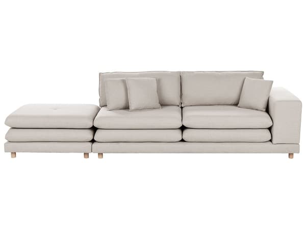 Sofa Beige Stoff Polstret 2-seter med Ottoman Polstret Rygg og Flyttbare Puter Fleksibel Ordning Moderne Stue Sofa