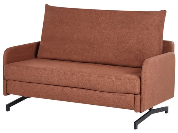 Sovesofa Rødt Stoff Polyester Polstring 2 Seter Trekk ut Sovefunksjon Moderne stue