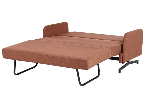 Sovesofa Rødt Stoff Polyester Polstring 2 Seter Trekk ut Sovefunksjon Moderne stue