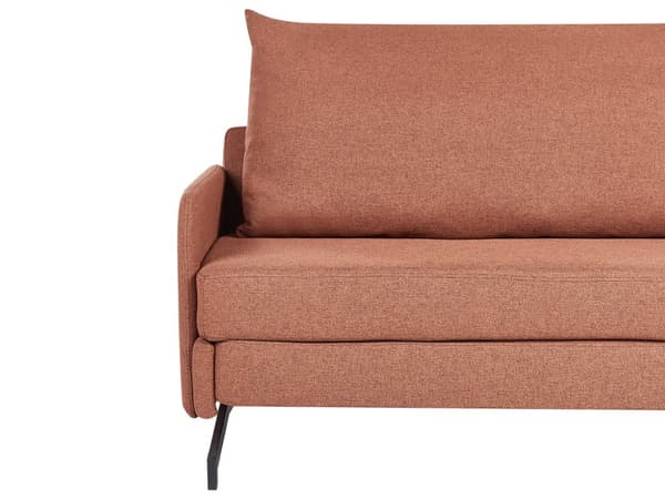 Sovesofa Rødt Stoff Polyester Polstring 2 Seter Trekk ut Sovefunksjon Moderne stue