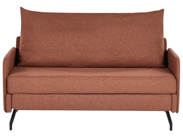 Sovesofa Rødt Stoff Polyester Polstring 2 Seter Trekk ut Sovefunksjon Moderne stue
