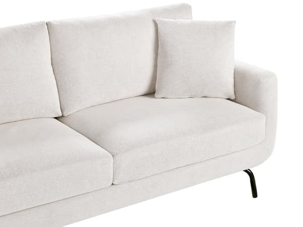 3 seters Sofa Off-white Polyester Stoff Metallben Loveseat Sofa Sofa Stue Møbler