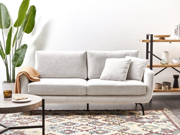 3 seters Sofa Off-white Polyester Stoff Metallben Loveseat Sofa Sofa Stue Møbler