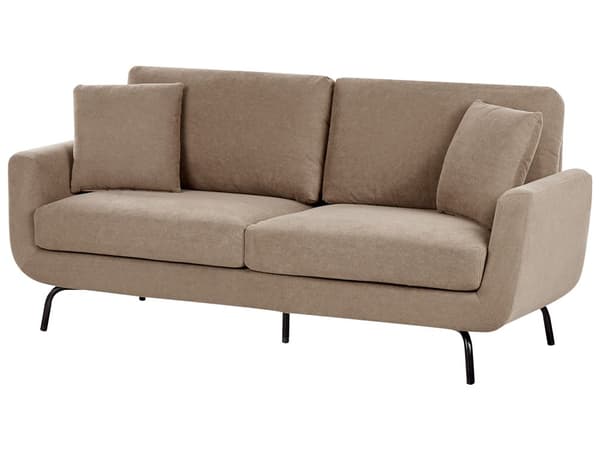 Sofa Lysebrun Polyester 3 Personers Tyk Polstret Dyb Blød Stofsofa til Stuen Moderne Inspiration Stue Møbel