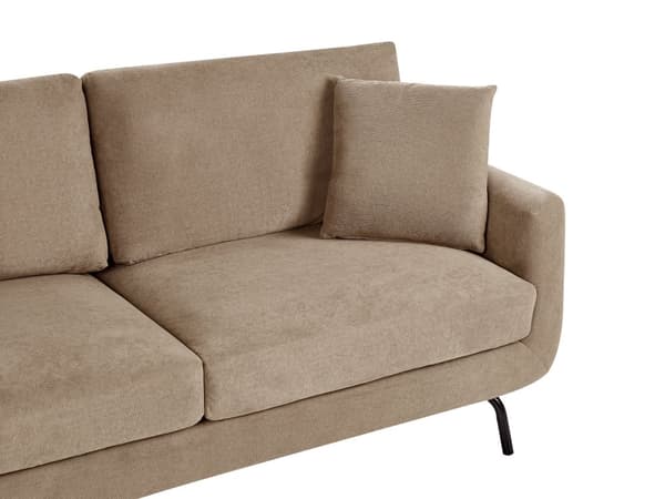 Sofa Lysebrun Polyester 3 Personers Tyk Polstret Dyb Blød Stofsofa til Stuen Moderne Inspiration Stue Møbel