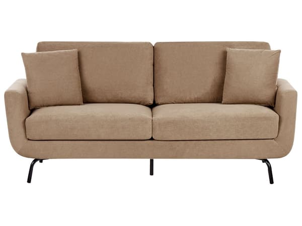 Sofa Lysebrun Polyester 3 Personers Tyk Polstret Dyb Blød Stofsofa til Stuen Moderne Inspiration Stue Møbel