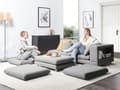 Miniatyrbillede 5 af 11: Sofa Grå Polyester 2 Personers Moderne Højrygget Loungesofa Polstret Stofsofa med Fodskammel Stue Tilbehør Designer Høj Kvalitet