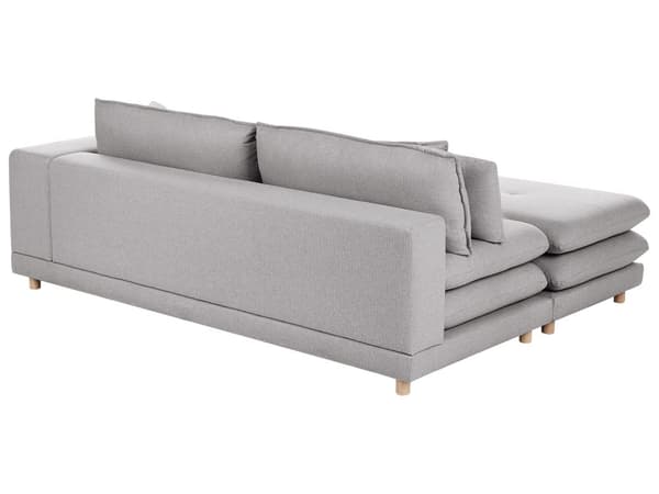 Sofa Grå Polyester 2 Personers Moderne Højrygget Loungesofa Polstret Stofsofa med Fodskammel Stue Tilbehør Designer Høj Kvalitet