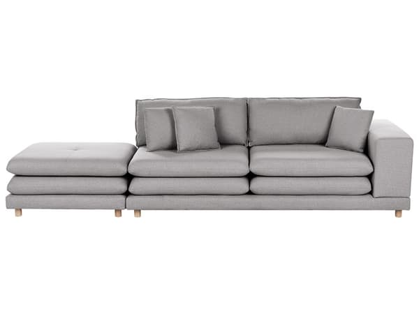 Sofa Grå Polyester 2 Personers Moderne Højrygget Loungesofa Polstret Stofsofa med Fodskammel Stue Tilbehør Designer Høj Kvalitet