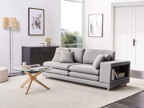 Sofa Grå Polyester 2 Personers Moderne Højrygget Loungesofa Polstret Stofsofa Stue Tilbehør Designer Høj Kvalitet