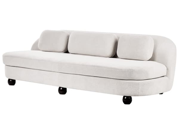 Sofa Off White Polyester 3 Personers Polstret Dyb Blød Stofsofa uden Armlæn Retro Inspiration Stue Møbel Moderne