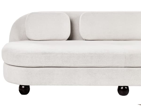 Sofa Off White Polyester 3 Personers Polstret Dyb Blød Stofsofa uden Armlæn Retro Inspiration Stue Møbel Moderne