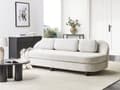 Miniatyrbillede 2 af 11: Sofa Off White Polyester 3 Personers Polstret Dyb Blød Stofsofa uden Armlæn Retro Inspiration Stue Møbel Moderne