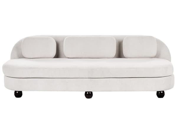 Sofa Off White Polyester 3 Personers Polstret Dyb Blød Stofsofa uden Armlæn Retro Inspiration Stue Møbel Moderne