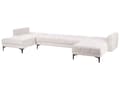 Miniatyrbild 6 av 11: Soffa 5-sits U-formad Off-White Polyester Tyg Klädsel Lutande Ryggstöd 3 Lägen Klick-Klack