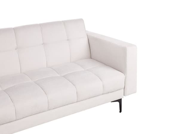 Hörnsoffa Höger med Fotpall Off-White Polyester Tyg Klädsel Lutande Ryggstöd 3 Lägen Klick-Klack