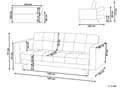 Miniatyrbild 3 av 11: Soffa Off-White Polyestertyg 3-sits Fällbart Ryggstöd 3 Lägen Modern Stil Tuftad Vardagsrum