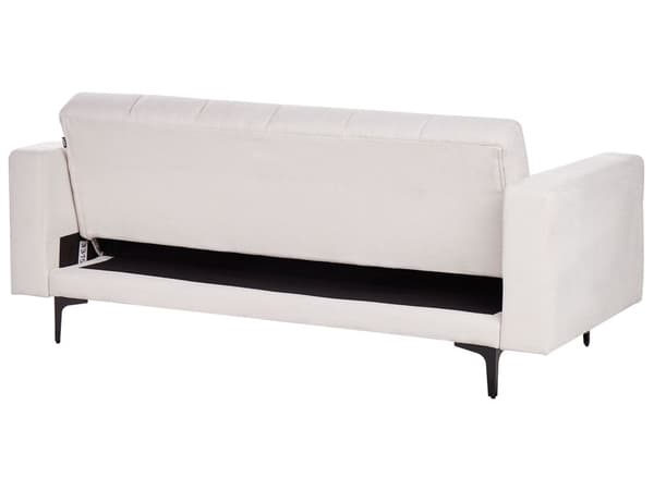 Soffa Off-White Polyestertyg 3-sits Fällbart Ryggstöd 3 Lägen Modern Stil Tuftad Vardagsrum