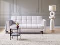 Miniatyrbild 2 av 11: Soffa Off-White Polyestertyg 3-sits Fällbart Ryggstöd 3 Lägen Modern Stil Tuftad Vardagsrum