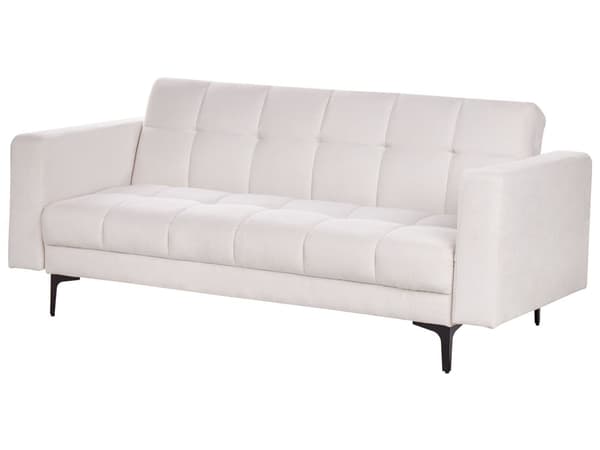 Sovesofa Off White Polyester 3 Personers Moderne Blød Sofa Sofaseng Tre Personers Designsofa Praktisk Splitback Stofsofa God Liggekomfort