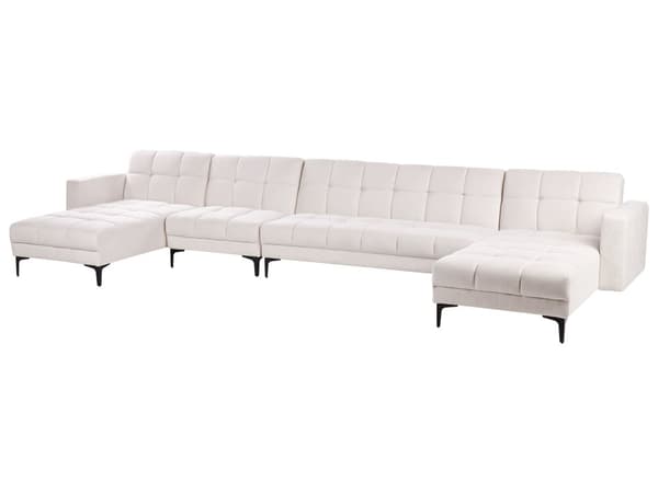 Sovesofa Off White Polyester 6 Personers Moderne U Sofa Sofaseng Fem Personers Designsofa Chaiselong Splitback Stofsofa God Liggekomfort