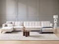 Miniatyrbillede 2 af 11: Sovesofa Off White Polyester 6 Personers Moderne U Sofa Sofaseng Fem Personers Designsofa Chaiselong Splitback Stofsofa God Liggekomfort