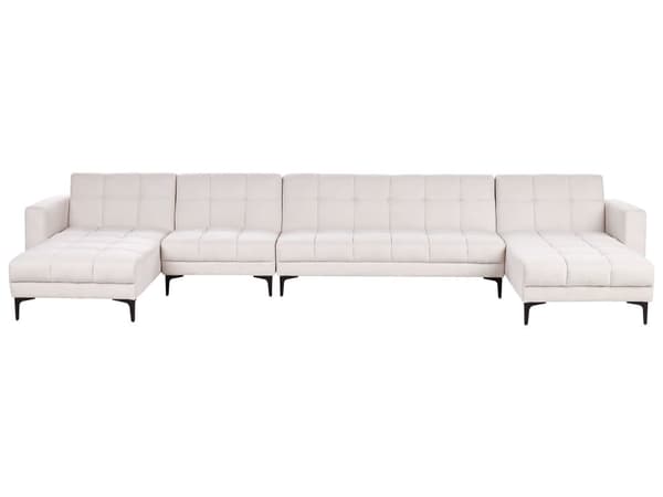 Sovesofa Off White Polyester 6 Personers Moderne U Sofa Sofaseng Fem Personers Designsofa Chaiselong Splitback Stofsofa God Liggekomfort