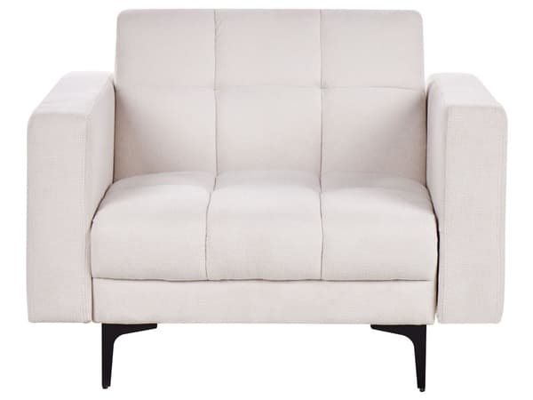 Stuesett Off-White Polyester Stoff Polstring 3-seter 2 Lenestoler Liggende Ryggstøtte 3 Posisjoner Klikk-klakk