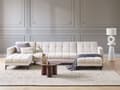 Miniatyrbilde 2 av 11: Sofa 5-seters U-formet Off-White Polyester Stofftrekk Liggende Ryggstøtte 3 Posisjoner Klikk-klakk
