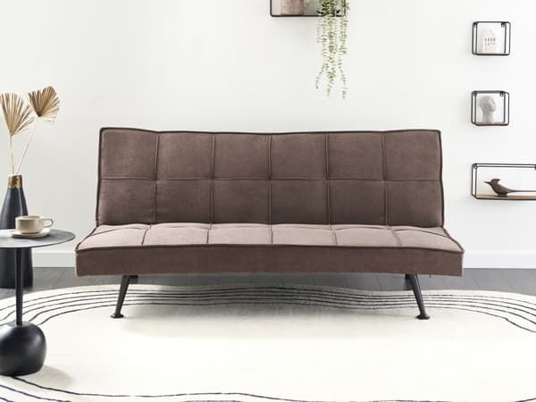 Sovesofa Brun Polyester 3 Personers Moderne Blød Sofa Sofaseng Tre Personers Designsofa Praktisk Splitback Stofsofa God Liggekomfort