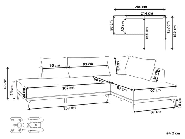 Hjørnesofa med Open End Grå Læder Polyester 3 Personers Sofa L Formet Sofa Dyb Blød Stofsofa Design Venstrevendt
