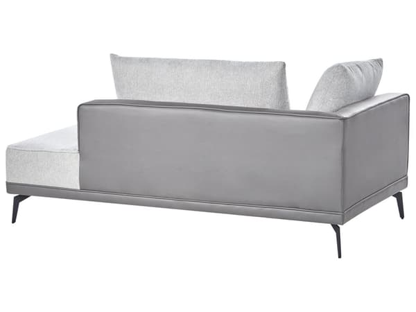 Hjørnesofa med Open End Grå Læder Polyester 3 Personers Sofa L Formet Sofa Dyb Blød Stofsofa Design Venstrevendt