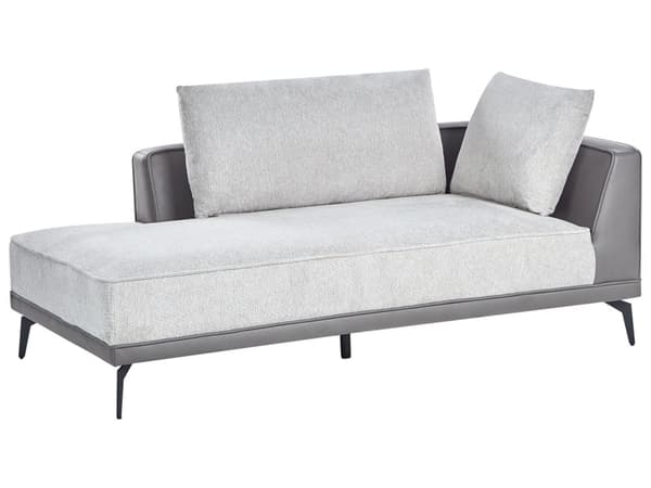 Hjørnesofa med Open End Grå Læder Polyester 3 Personers Sofa L Formet Sofa Dyb Blød Stofsofa Design Højrevendt