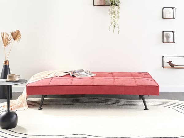 Sovesofa Rød Polyester 3 Personers Moderne Blød Sofa Sofaseng Tre Personers Designsofa Praktisk Splitback Stofsofa God Liggekomfort
