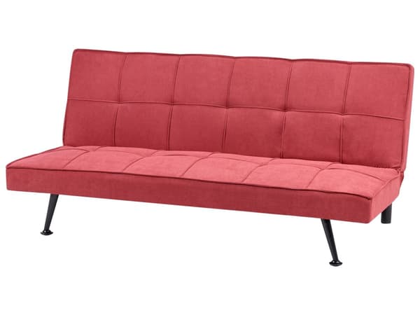 Sovesofa Rød Polyester 3 Personers Moderne Blød Sofa Sofaseng Tre Personers Designsofa Praktisk Splitback Stofsofa God Liggekomfort