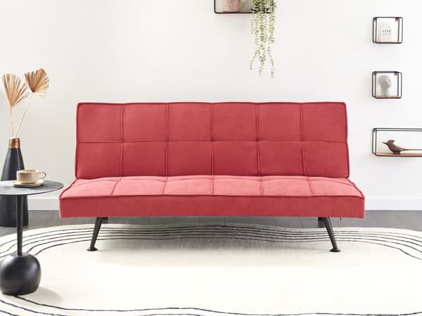 Sovesofa Rød Polyester 3 Personers Moderne Blød Sofa Sofaseng Tre Personers Designsofa Praktisk Splitback Stofsofa God Liggekomfort