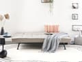 Miniatyrbillede 4 af 11: Sovesofa Beige Polyester 3 Personers Moderne Blød Sofa Sofaseng Tre Personers Designsofa Praktisk Splitback Stofsofa God Liggekomfort