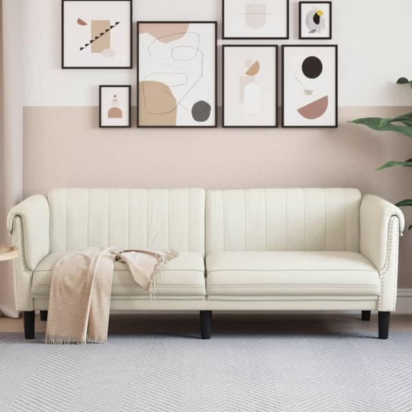 Soffa 3-sits gräddvit sammet