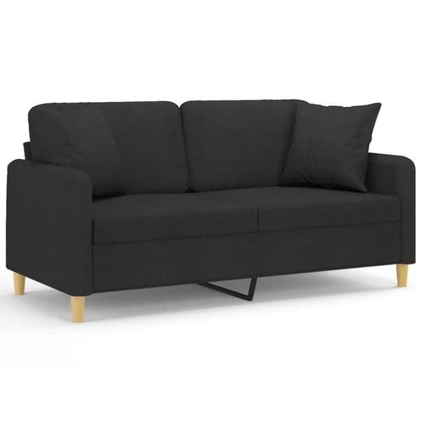 2-sits soffa med prydnadskuddar svart 140 cm tyg