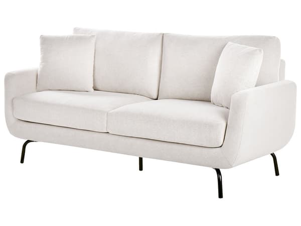 Soffa 3-sits Off-White Polyestertyg Metallben Vardagsrumsmöbler