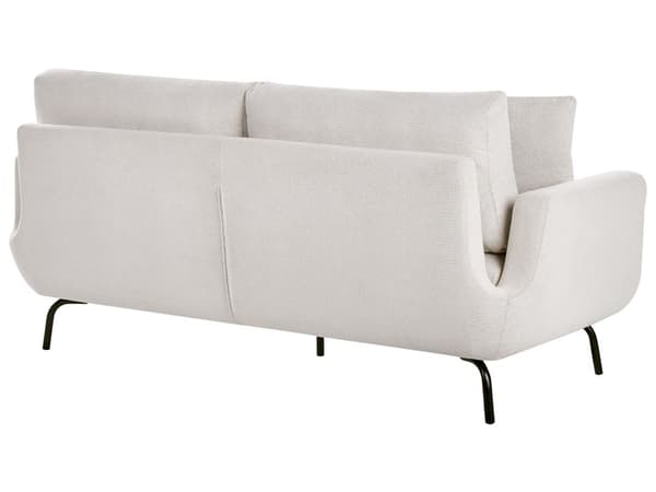 Soffa 3-sits Off-White Polyestertyg Metallben Vardagsrumsmöbler
