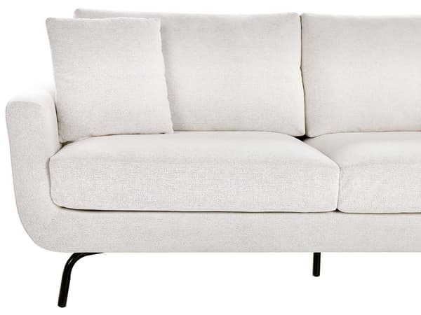 Soffa 3-sits Off-White Polyestertyg Metallben Vardagsrumsmöbler