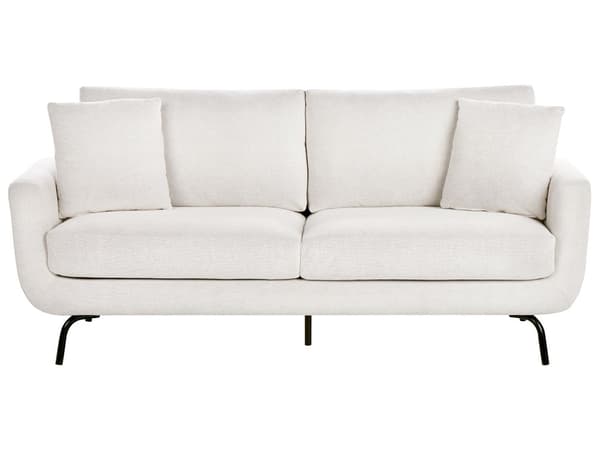 Soffa 3-sits Off-White Polyestertyg Metallben Vardagsrumsmöbler