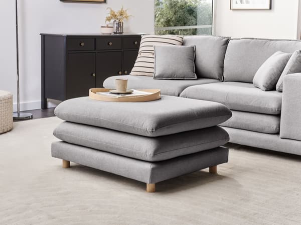 Soffa Grå Tyg Stoppad 2-sits med Schäslong Stoppat Ryggstöd Flyttbara Kuddar Flexibel Arrangemang Modern Vardagsrum
