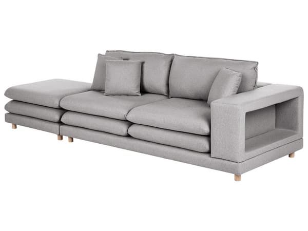 Soffa Grå Tyg Stoppad 2-sits med Schäslong Stoppat Ryggstöd Flyttbara Kuddar Flexibel Arrangemang Modern Vardagsrum