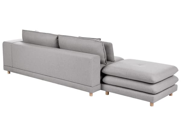 Soffa Grå Tyg Stoppad 2-sits med Schäslong Stoppat Ryggstöd Flyttbara Kuddar Flexibel Arrangemang Modern Vardagsrum